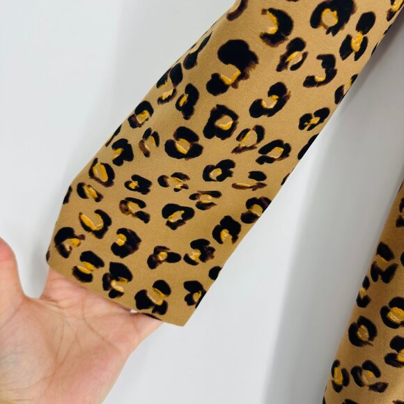 Donna Karan Womens Brown Tan Leopard Print Crew Neck Long Sleeve Zip Dress 12 - Picture 8 of 13
